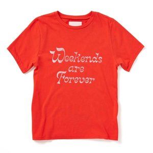NEW WITH TAGS! Ban.do “Weekends are Forever” Tee, Red and Pink, Size M Womens